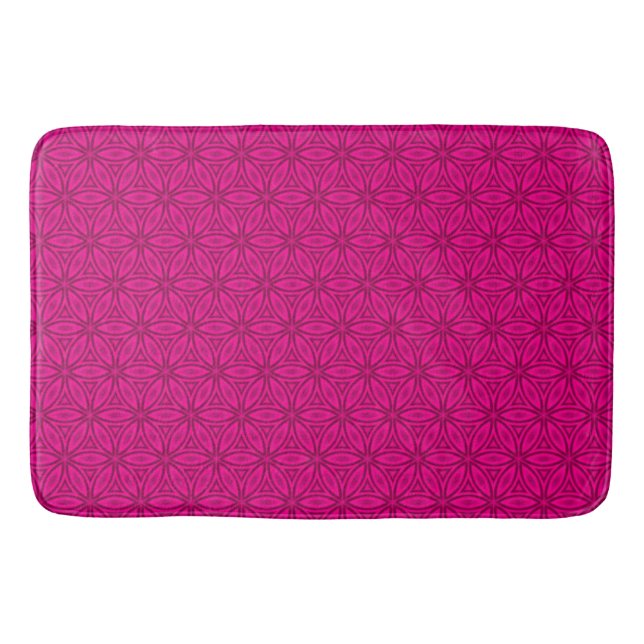 Very Hot Pink Floral Pattern Bath Mat (Front)