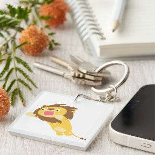 Very Hungry Cute Cartoon Lion Acrylic Keychain