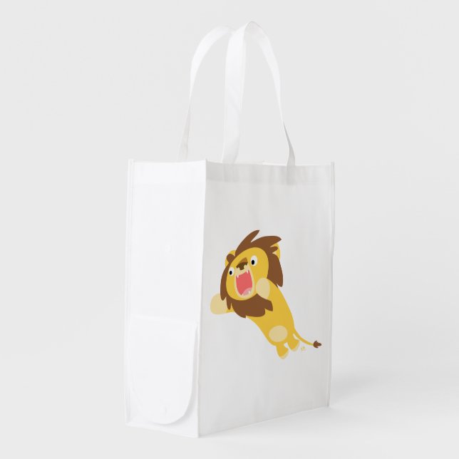 Very Hungry Cute Cartoon Lion Reusable Bag (Front Side)