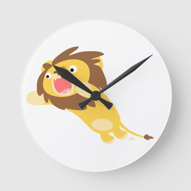 Very Hungry Cute Cartoon Lion Wall Clock (Front)