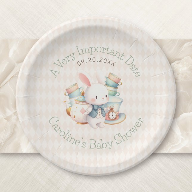 Very Important Date Wonderland Tea Birthday Shower Paper Plates (Creator Uploaded)