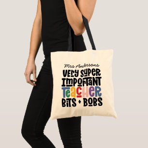 Very important teacher modern typography gift tote bag
