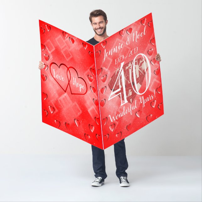 Very Large 40th Ruby Wedding Anniversary Card (In Situ)