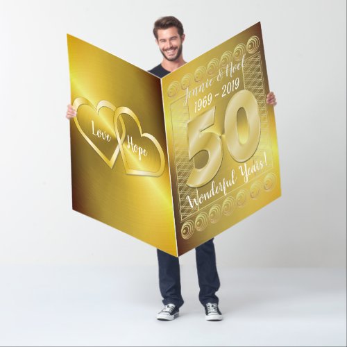 Very Large Golden Wedding 50th Anniversary Card