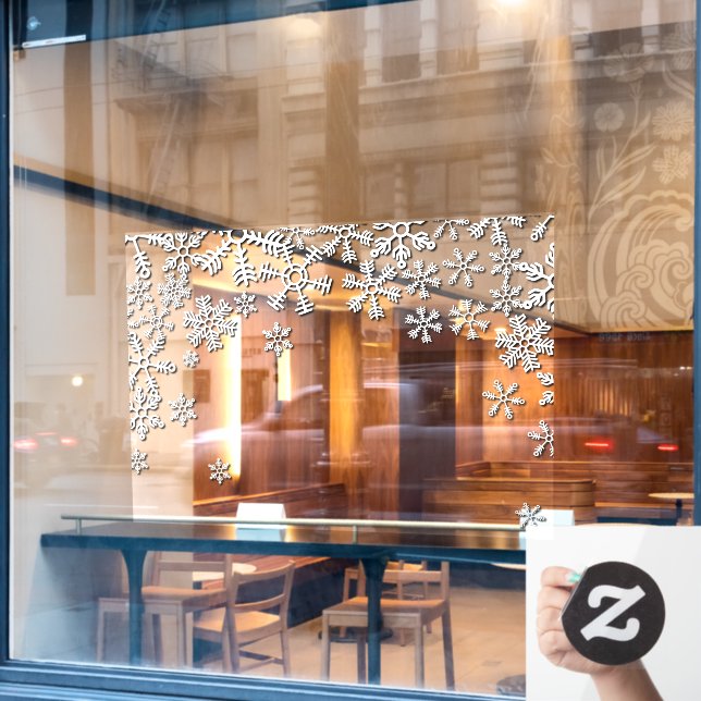 Very Large Winter Snowflakes Business Shop Accent  Window Cling (Cafe Window)