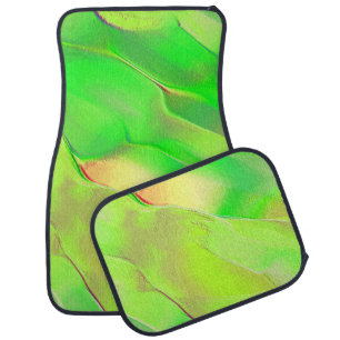 Very little carved in vivid and aged green car floor mat