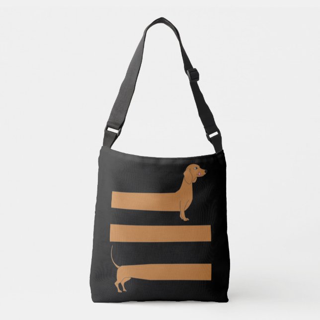 Very long Dachshund funny Crossbody Bag (Front)