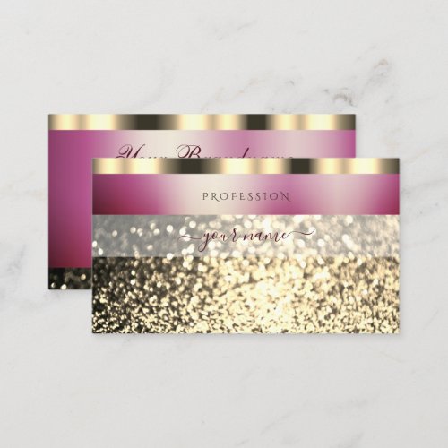 Very Luxurious Burgundy and Gold Sparkling Glitter Business Card