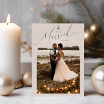 Very Married Newlywed Christmas Photo Card<br><div class="desc">A Very Married Christmas card for newlyweds celebrating their first Christmas. Perfect photo Christmas card for the new Bride and groom. Featuring a delicate mistletoe accent and arch photo frame. Customize with your wedding photo,  wedding date,  year and your names!</div>