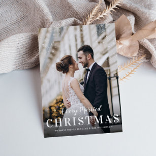 VERY MARRIED   white script christmas Postcard