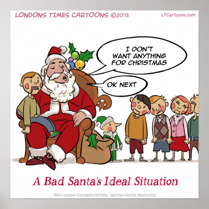 Very Mean Santa Funny Poster Posters