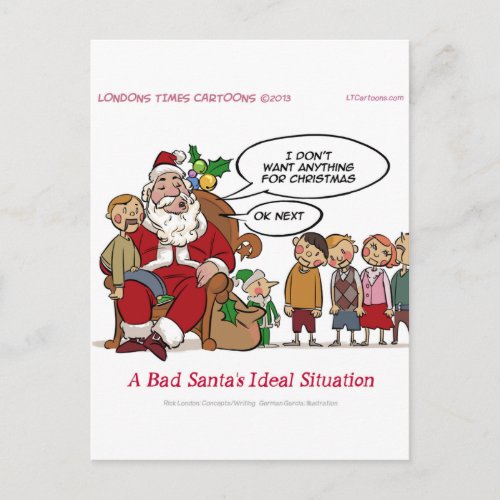 Very Mean Santa Ideal Situation Funny Holiday Postcard