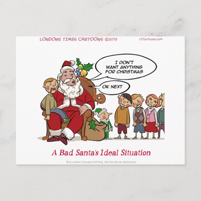 Very Mean Santa Ideal Situation Funny Holiday Postcard (Front)
