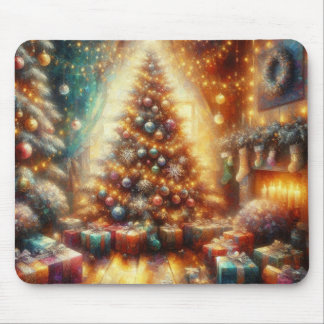 Very Merry and Bright Christmas Tree on a Thick Mouse Pad