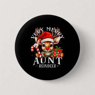 Very Merry Aunt Reindeer Matching Christmas Button