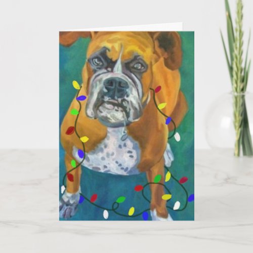 Very Merry Boxer Girl Holiday Greeting Card