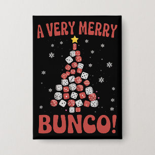 Very Merry Bunco Christmas Tree Dice Game Night Button