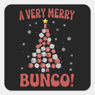Very Merry Bunco Christmas Tree Dice Game Night Square Sticker