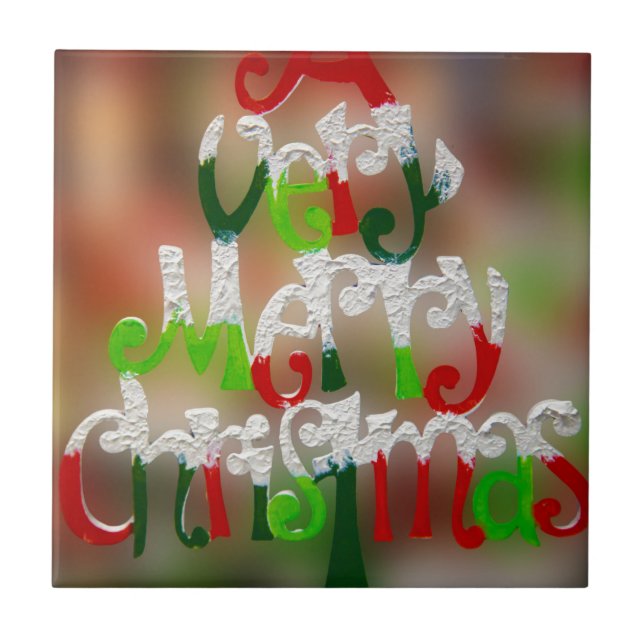 very merry christmas ceramic tile (Front)
