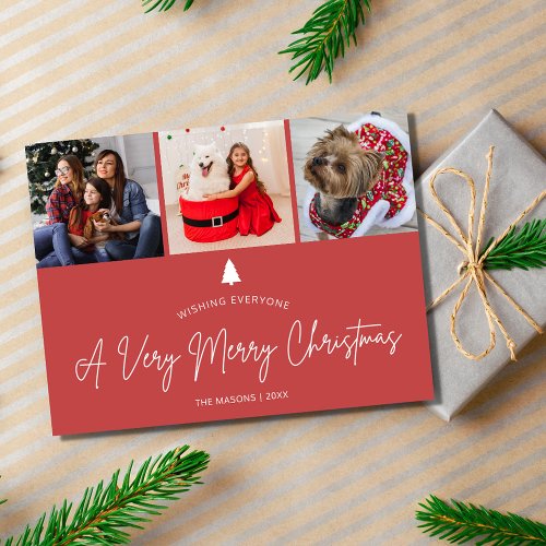 Very Merry Christmas Family Photo Holiday Postcard
