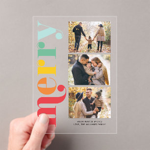 "Very Merry" Christmas Gallery of 3 Photos Acrylic Invitations