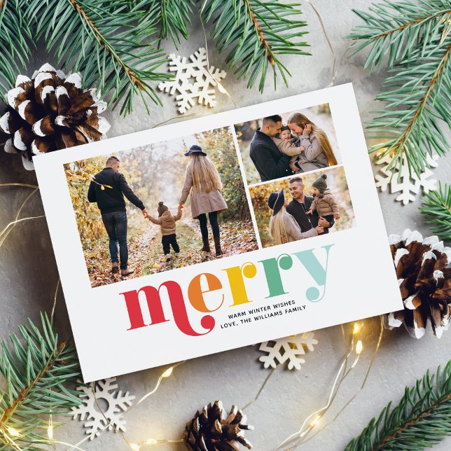 Very Merry Christmas Gallery of 3 Photos Holiday Card (Creator Uploaded)