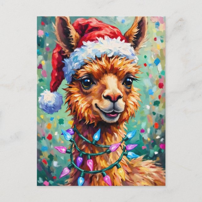 Very Merry Christmas Llama Postcard (Front)