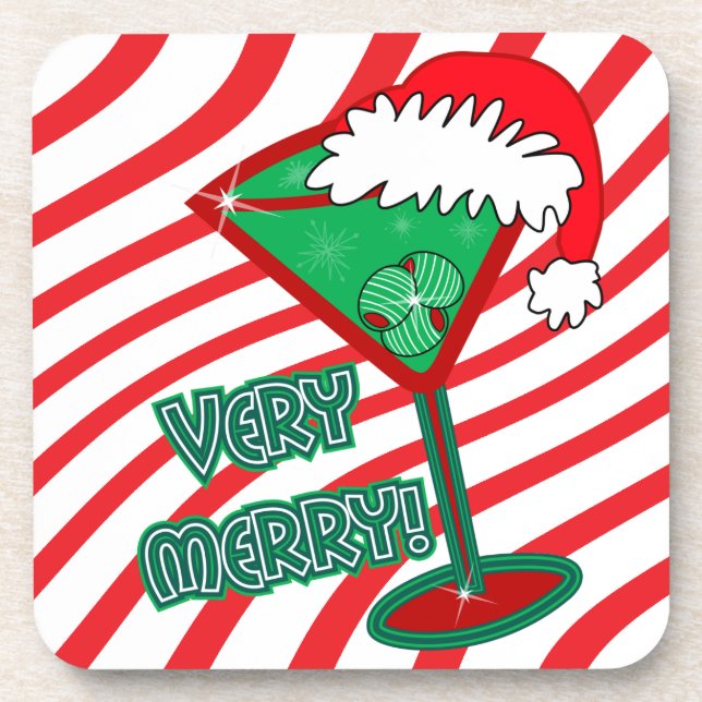 Very Merry! Christmas Martini Coasters (Front)