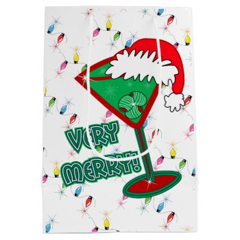 Very Merry! Christmas Martini Wrapping Paper Medium Gift Bag by totallypainted at Zazzle