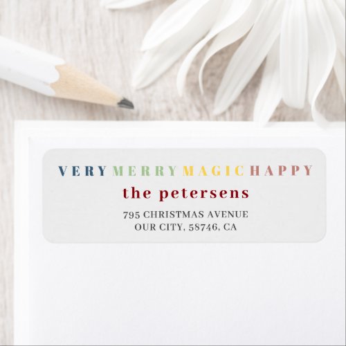 Very Merry Christmas modern typography colorful Label