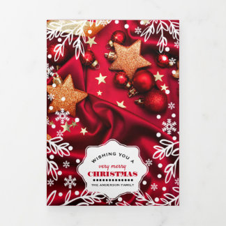 Very Merry Christmas. Multi Photo Holiday Tri-Fold Announcement