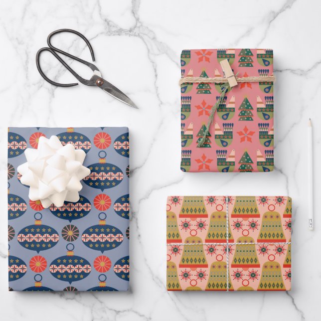 Very Merry Christmas Patterns Wrapping Paper Sheets (Front)