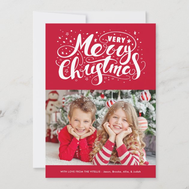 Very Merry Christmas Photo Holiday Card | Red