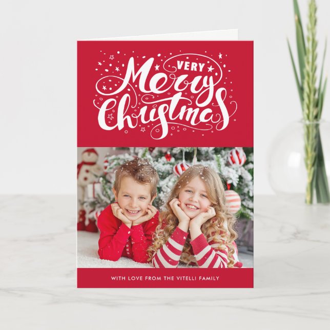 Very Merry Christmas Photo Holiday Greeting Card (Front)