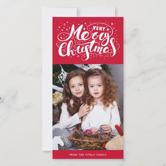 Very Merry Christmas Photocard | Red Holiday Card (Front)
