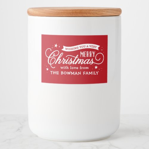 Very Merry Christmas Script Holiday Gift Food Label