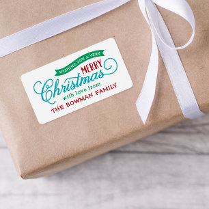 Very Merry Christmas Script Holiday Gift Label