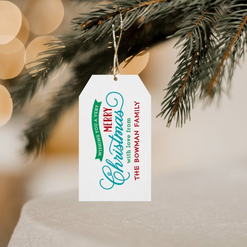 Very Merry Christmas Script Holiday Gift Tags