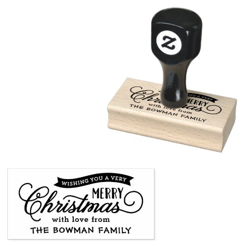 Very Merry Christmas Script Holiday Rubber Stamp