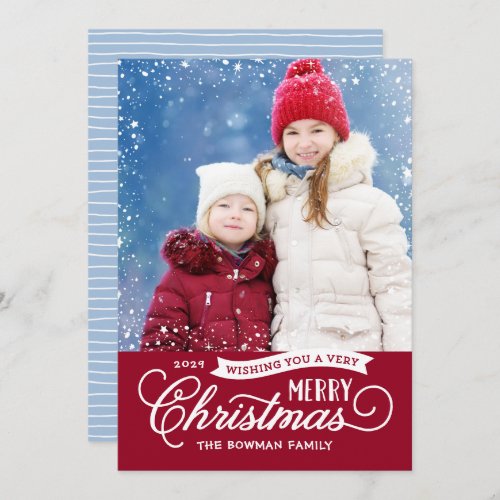 Very Merry Christmas Script Photo Holiday Card