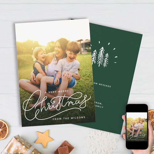 Very Merry Christmas Simple Cute Family Photo Holiday Card
