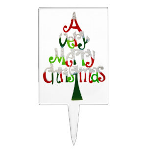 Very Merry Christmas Tree Cake Topper