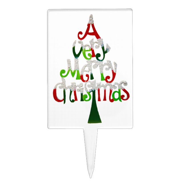 Very Merry Christmas Tree Cake Topper (Front)