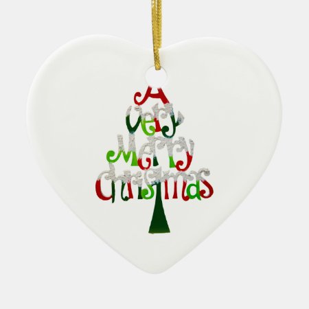 Very Merry Christmas Tree Ceramic Ornament