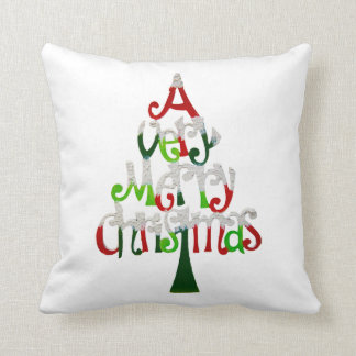 Very Merry Christmas Tree Throw Pillow