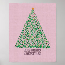 Very Merry Christmas Watercolor Holiday Art Print
