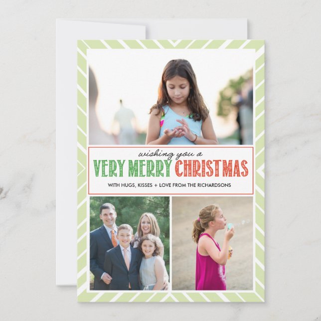 Very Merry Christmas Wishes x3 Holiday Card (Front)