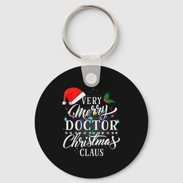 Very Merry Doctor Christmas Claus Pajamas  Keychain (Front)