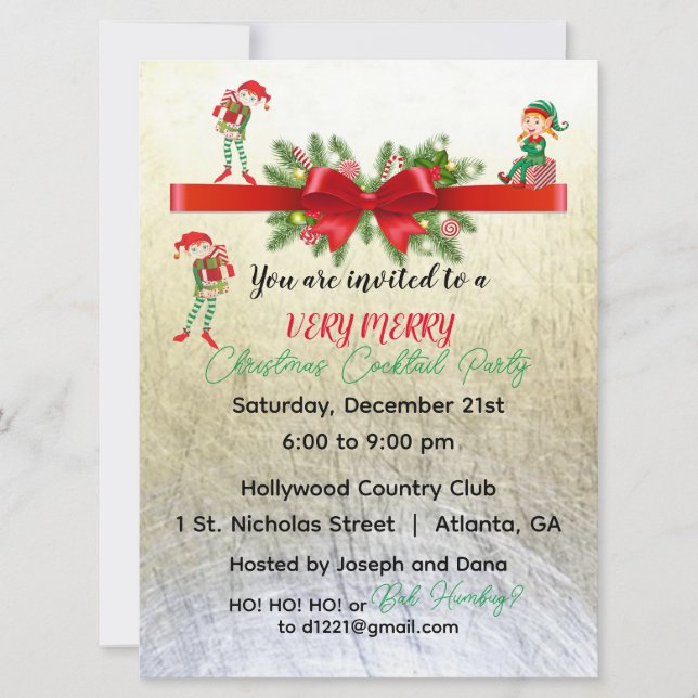 Very Merry Elves Party Holiday Invitation 6.5" x 8 (Front)