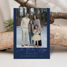 Very Merry Era Classic Family Photo Christmas Navy